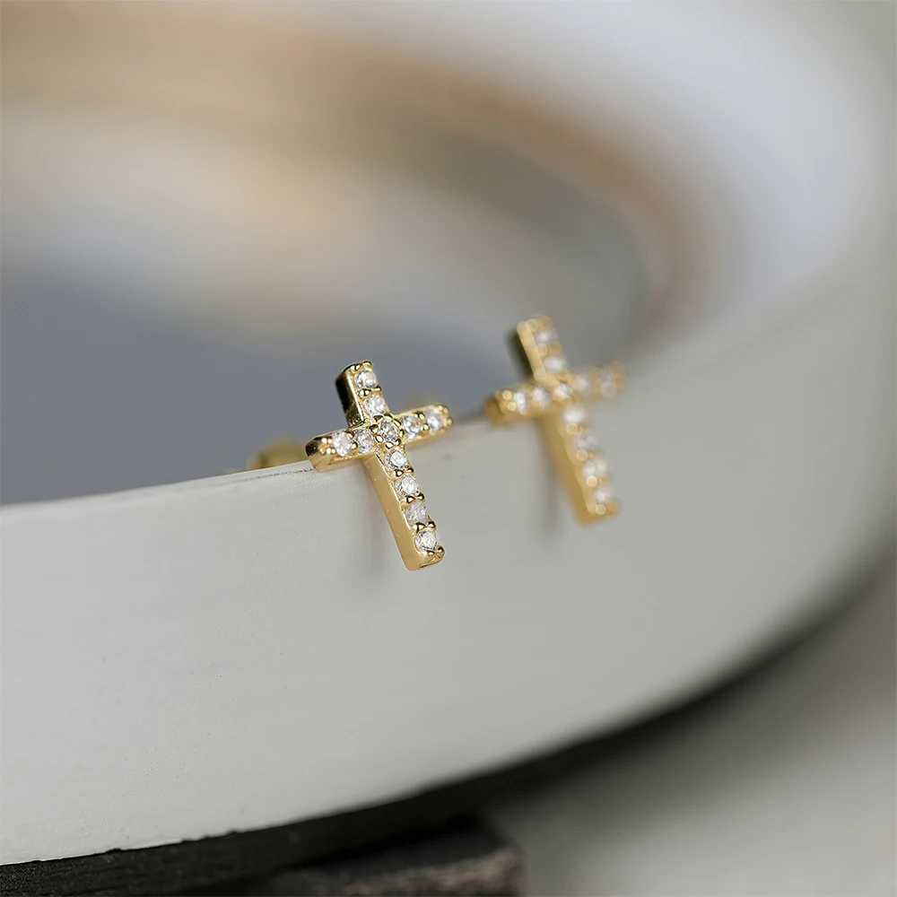 Silver Earrings Silver Stud Earrings Womens Earrings Studded Earrings Aide Classic Cross Stud Earrings Zircon 925 Silver Earrings For Women Perfect For Daily Wear Anniversary Best Wishes Girl