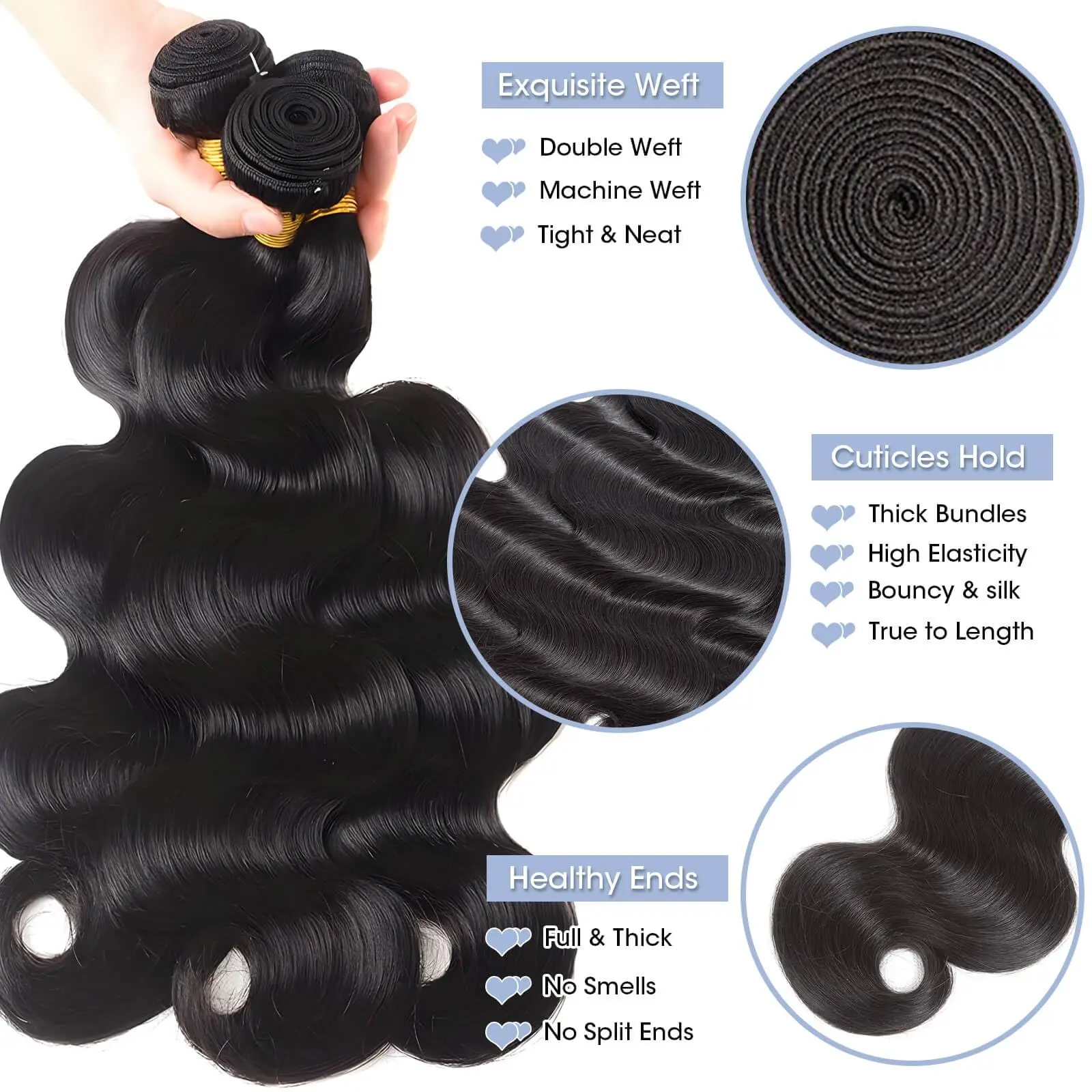 Body Wave Human Hair Bundles with Frontal Brazilian Hair 3 Bundles with 13x4 Lace Frontal 100% Natural Human Bundle