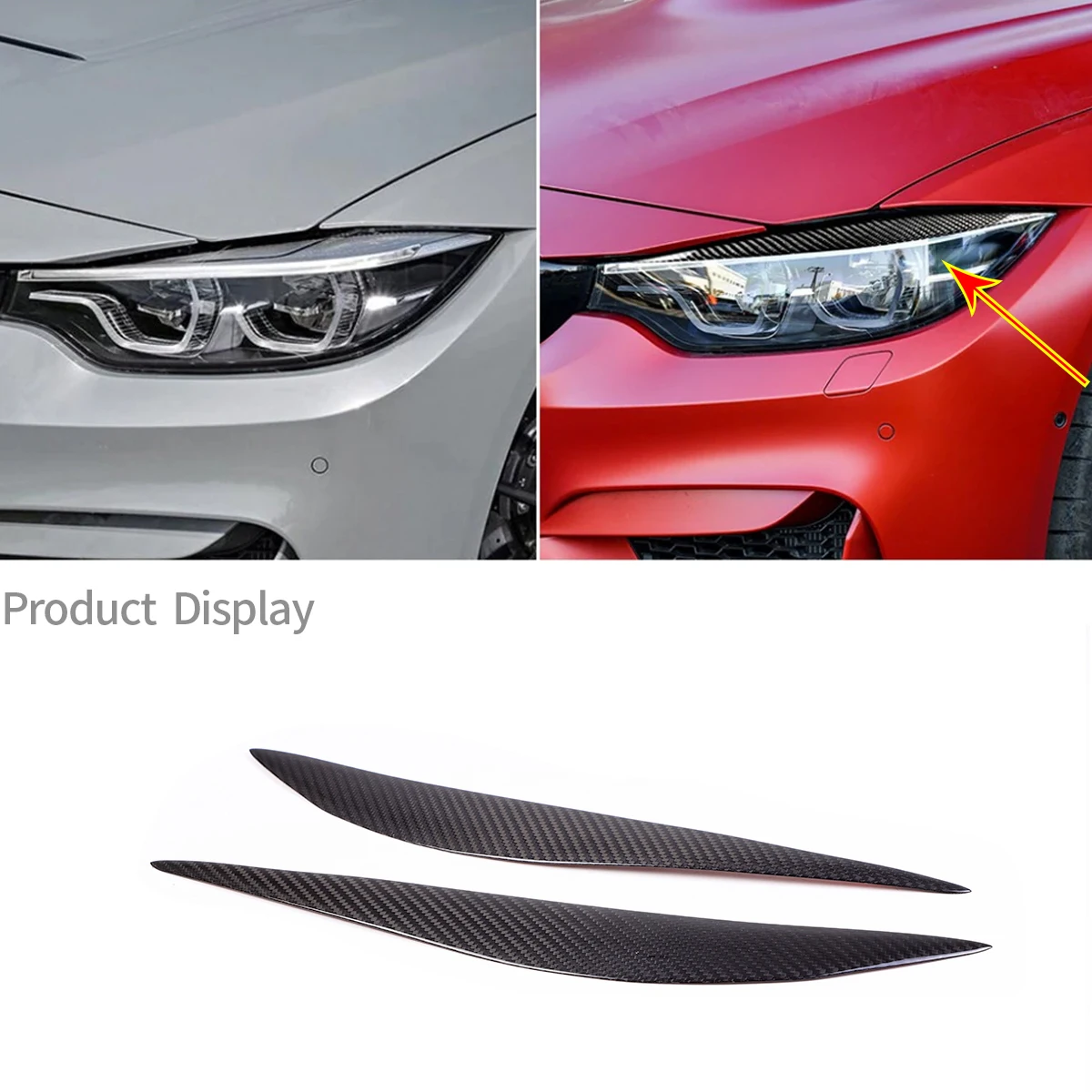 Sourcils de phare de voiture en Fiber de carbone véritable, couverture de  paupières, décoration, pour BMW série 4 F32 F33 F36 M3 F80 M4 F82 F83 2014  – 2018 - AliExpress