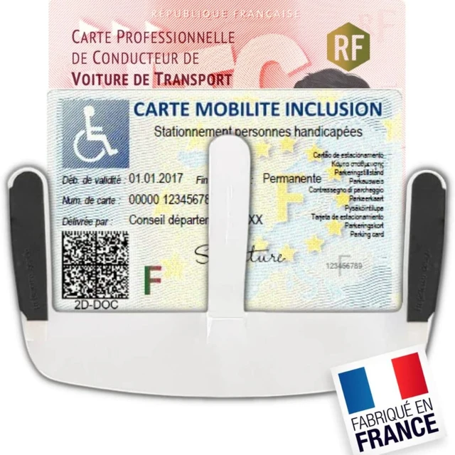 Porte Carte Handicapé Pare Brise (Fabriqué en France) Support