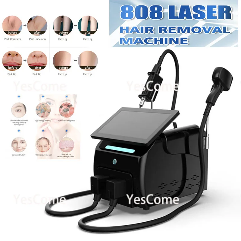 

808 Diode Laser Permanent Portable 2 In 1 755Nm Q-Switched Nd Yag Picosecond Laser Tattoo Removal And Hair Removal Machine