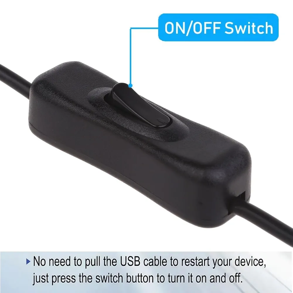 On/Off 스위치가 있는 5V USB 유형 C 연장 케이블 LED 램프/팬/LED 스트립 등을 위한 USB C 남성-여성 분배기 충전 코드