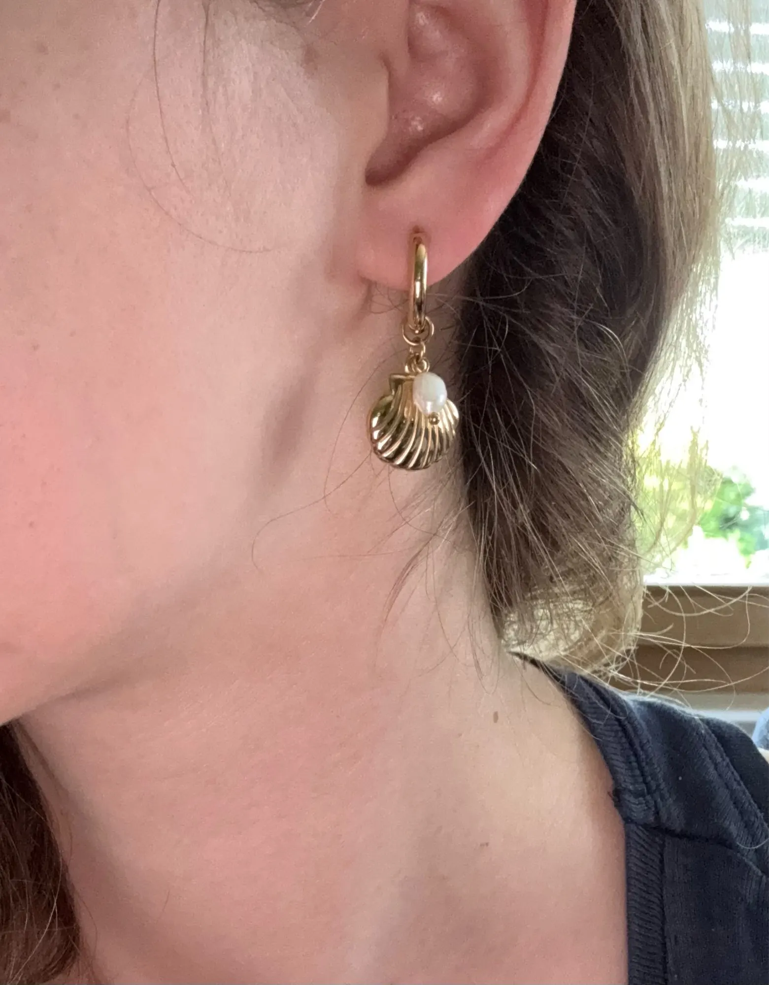 Delphine - 18K Gold Plated Stainless Steel Ocean Style Hoop Earrings