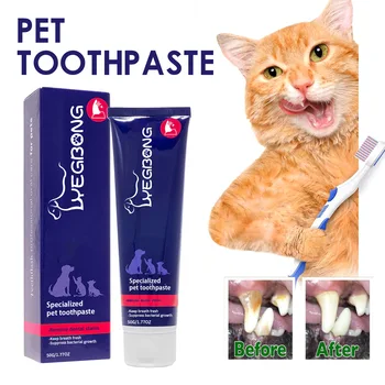 Yegbong 50g Pet Oral Cleaning Cream Whiten Teeth Toothpaste Eliminate Bad Breath Cats Dogs Clean Tartar Teeth Stains Toothpaste 1