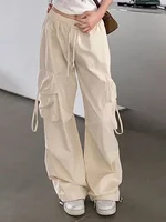 Pantalon cargo Y2K pour femme, mode décontractée, taille haute, grandes poches, style hip-hop, streetwear, cordon de serrage, survêtement ample 5