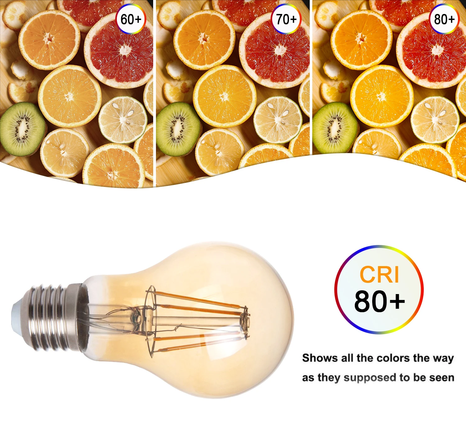 레트로 필라멘트 LED E27 전구 램프 A19 220V 8W 앰버 유리 70W 백열등 등가 LED 조명, 방 장, 10 개