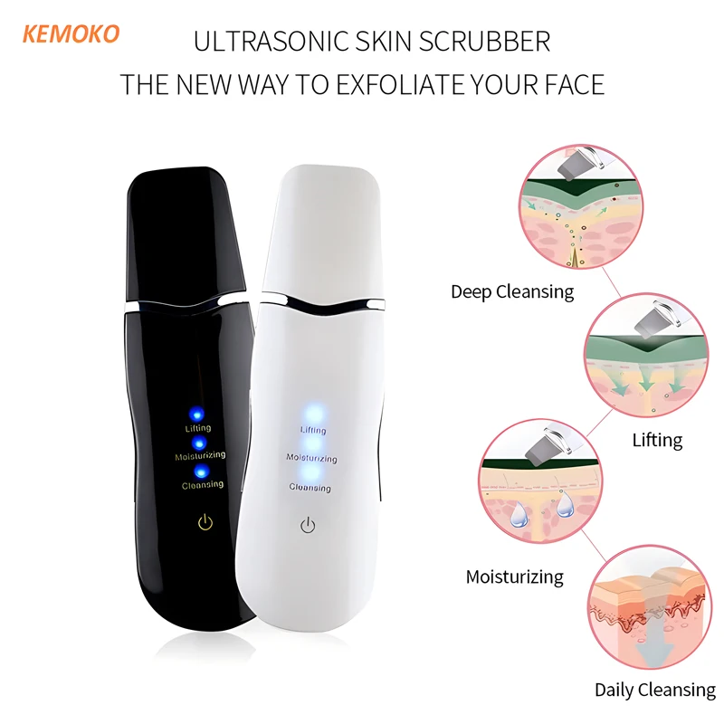 Ultrasonic Skin Scrubber Facial Deep Cleaning Acne Blackhead Remover Tools Face Peeling Shovel Facial Pore Cleaner Lift Machine