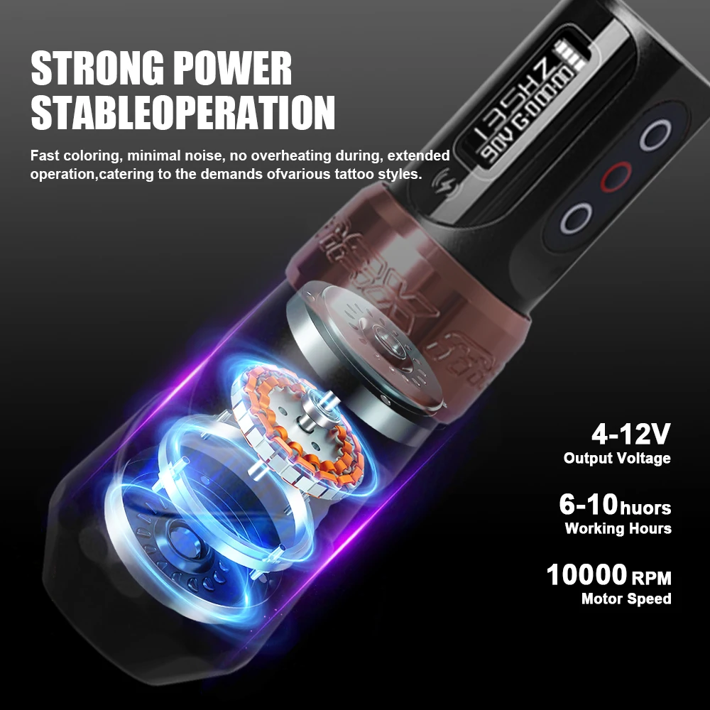 YILONG MAX Tattoo Machine Cartridge Pen 2400mAh Large Capacity Battery Coreless Motor  Pen Machine For Tattoo Artists 5