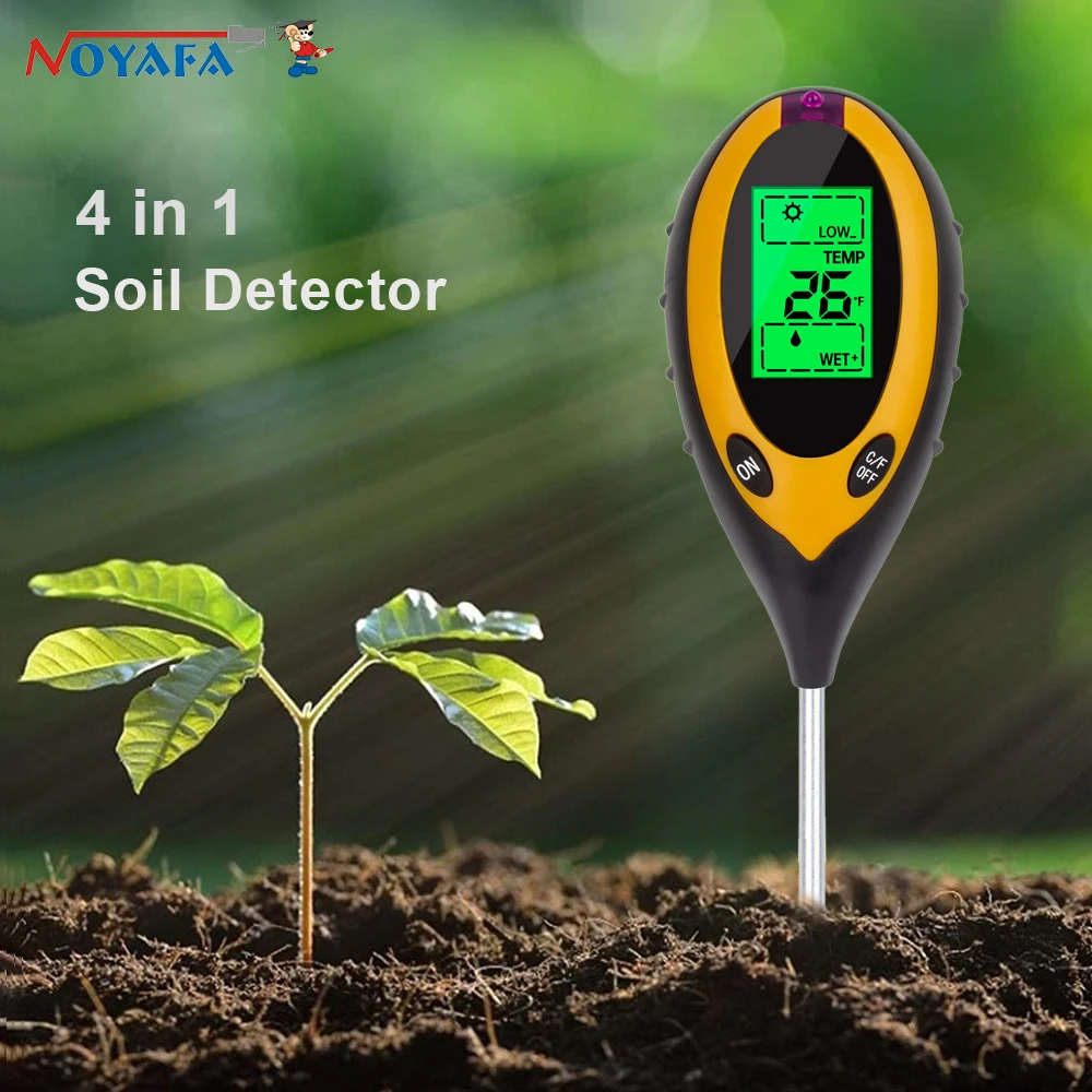 Noyafa Tr02 em Solo ph Medidor Umidade Temp Solo ph Tester Medidor de Intensidade de Luz Solar para Jardinagem Plantas Agricultura com Backli