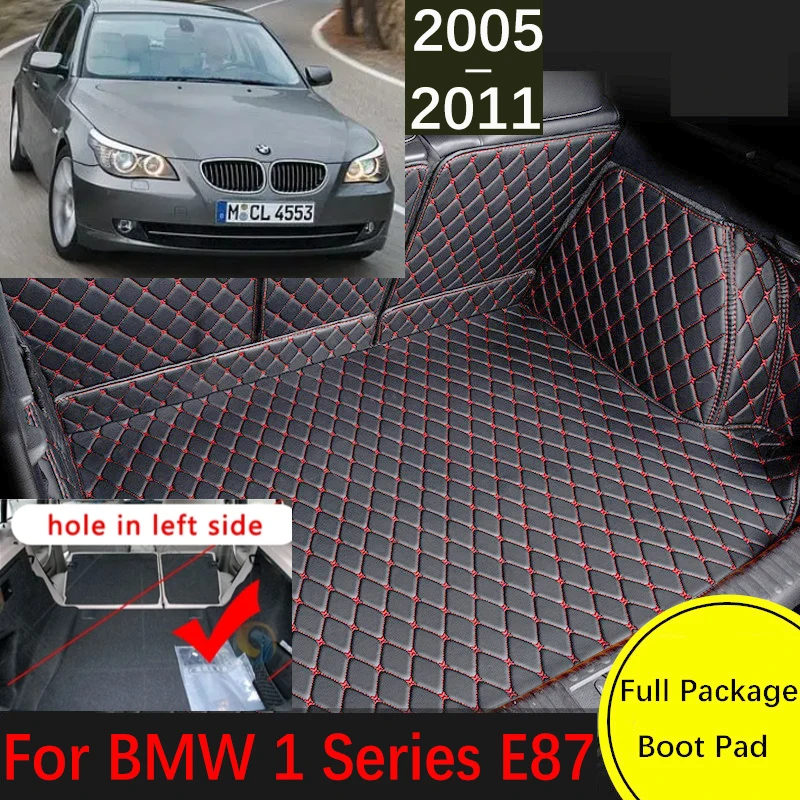 

Кожаный коврик для багажника автомобиля на заказ для BMW 1 серии E87 2005 ~ 2011, водонепроницаемый коврик для груза, внутренние части, аксессуары, крышка