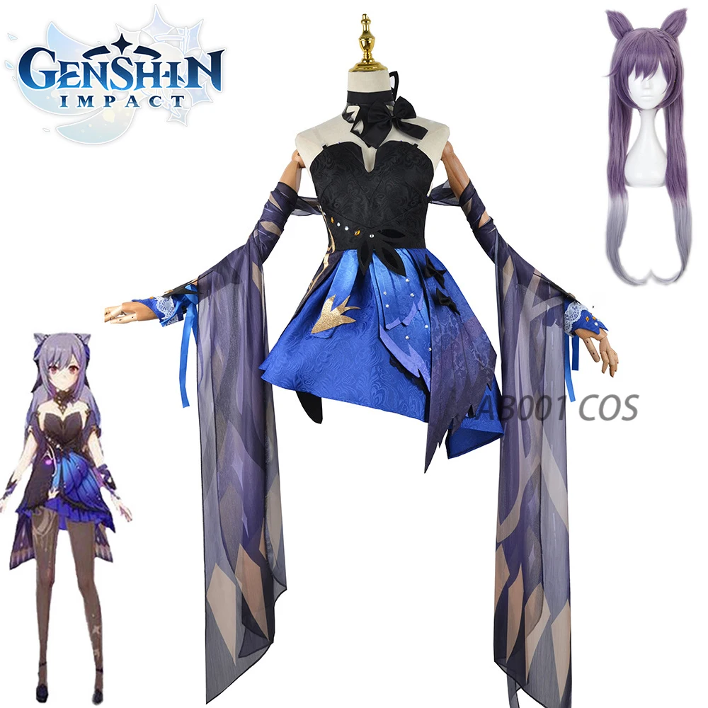 Anime Genshin Impact Keqing Opulente Splendor Costumi Cosplay Gioco Nuovo Personaggio Vestito Abbigliamento Bella Parrucca Nuovo Arrivo Anime