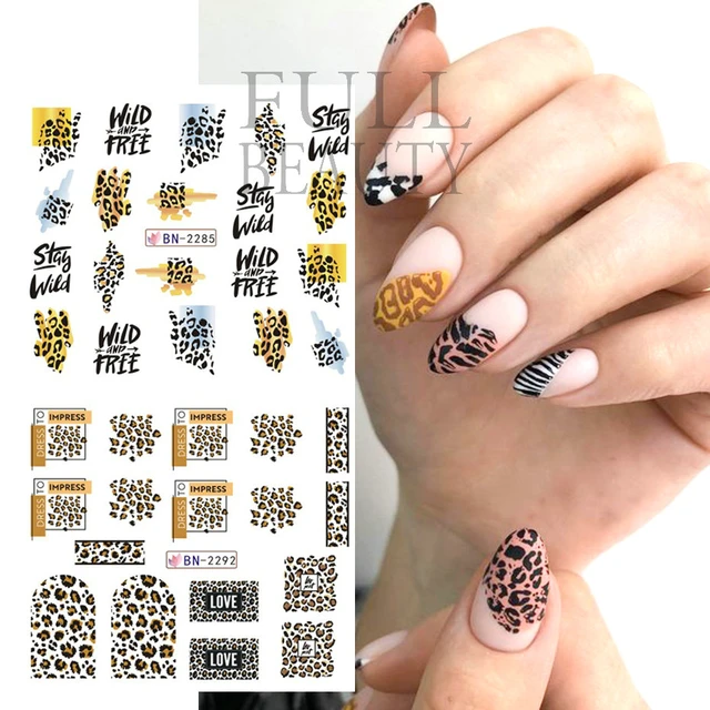 New Leopard Print Stickers For Nails Wild Animal Texture Cute Cows