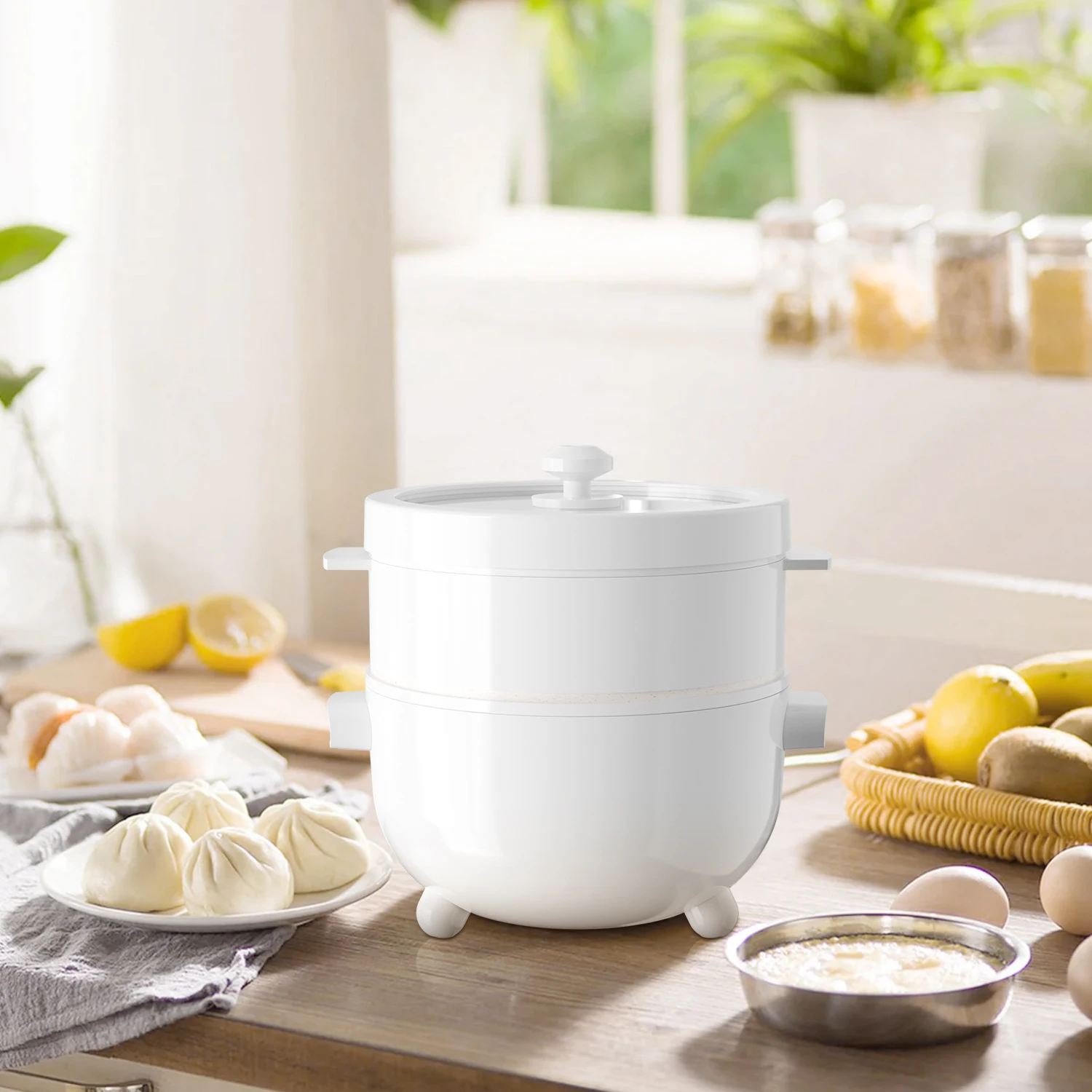 Hot Pot Electric, 2L Rapid Ramen Cooker for Dorm, Electric Pot for Cooking with Veggie Egg Steamer, Portable Nonstick Frying Pan 6