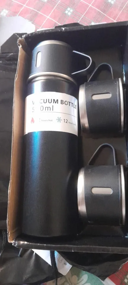 Kit Garrafa Térmica Conjunto Frasco A Vácuo 500ml Com 3 Xícaras photo review