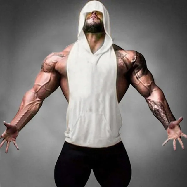 2022 New Fashion Clothing Bodybuilding Muscle Guys Fitness Men Women Hooded Tank Top Vest Sportswear Sleeveless Shirt Hoodie Picture color