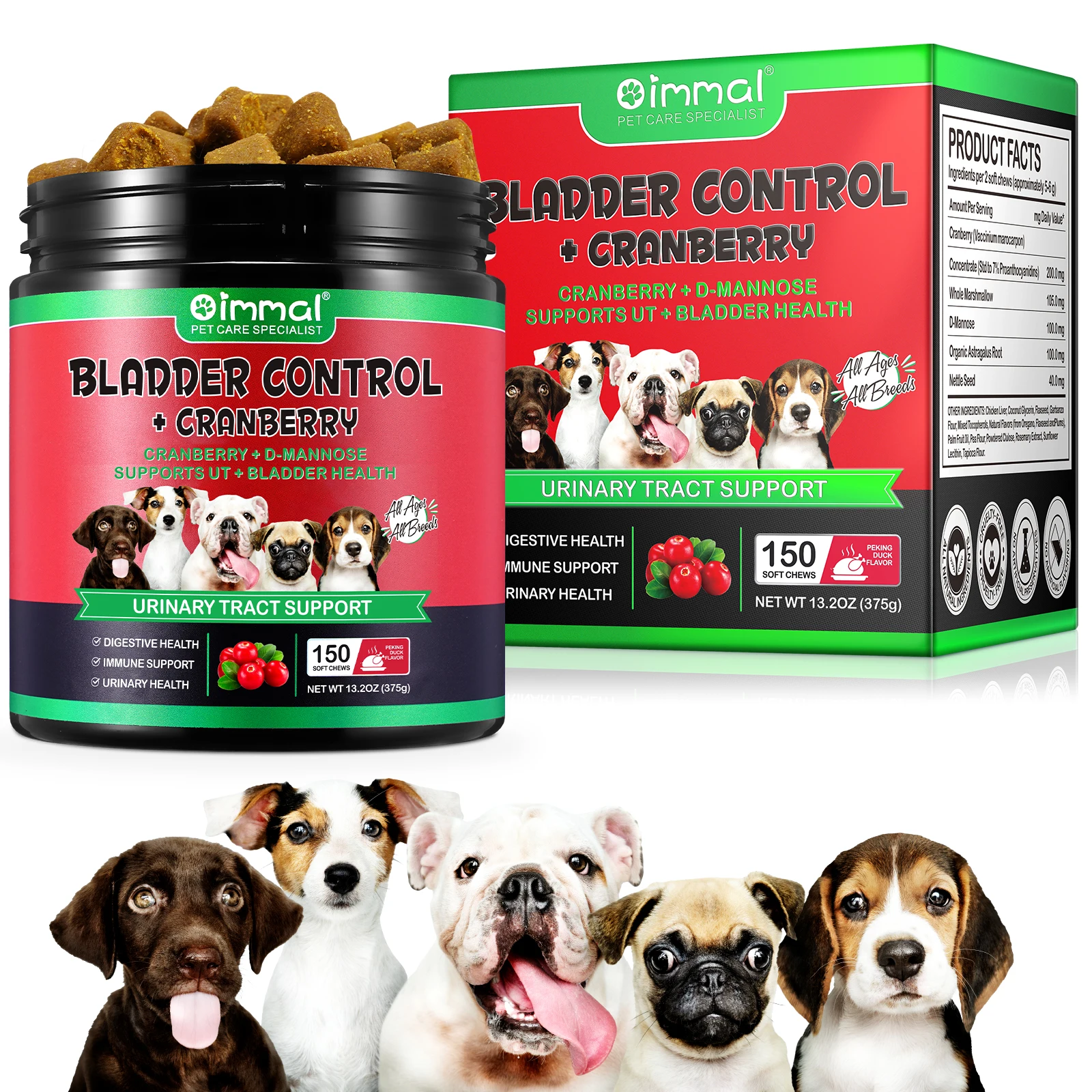 Cranberry Bladder Health for Dogs Active Ingredients Cranberry D-Mannose Support Dog Urinary Tract Kidney Health
