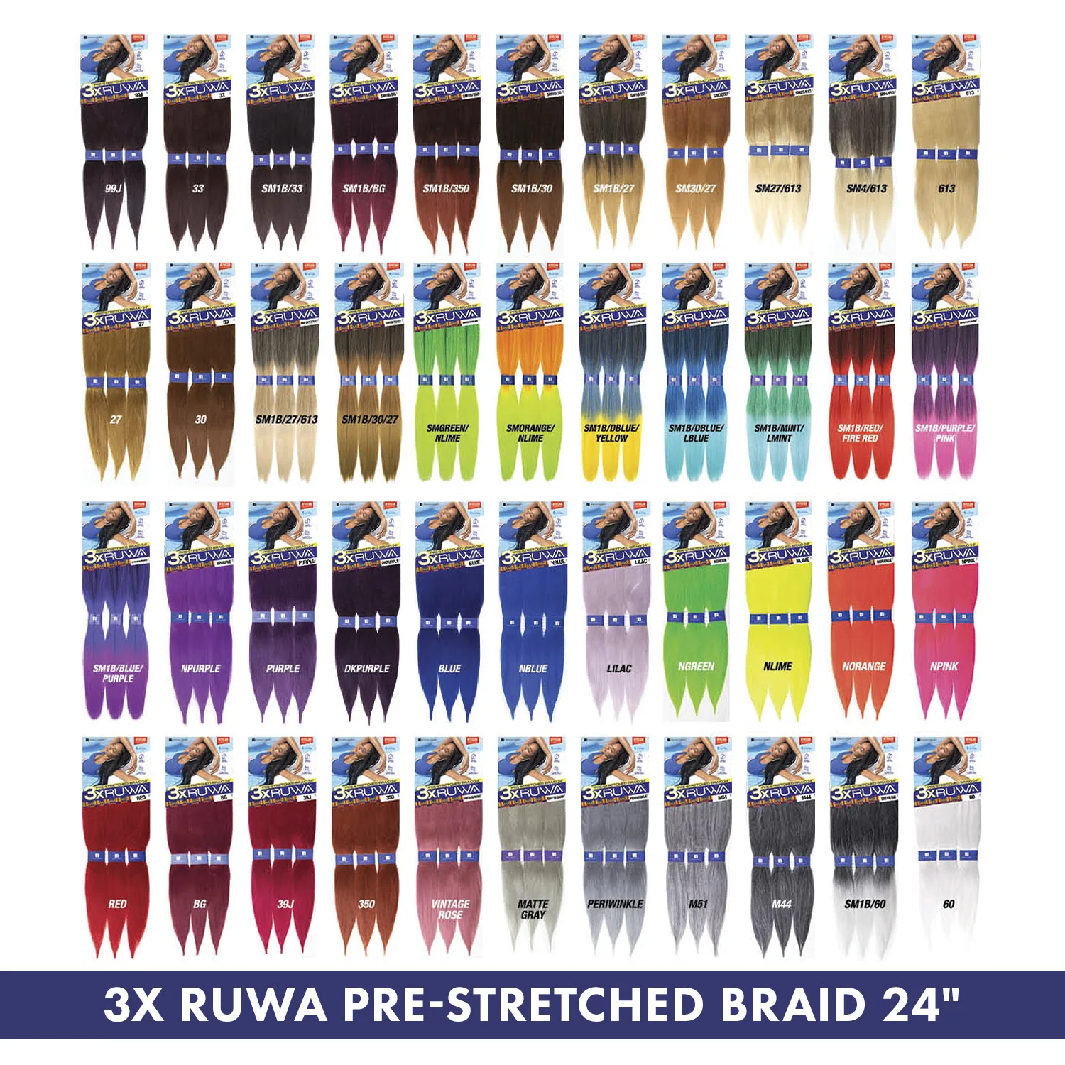Sensationnel XPRESSION 3X Ruwa Synthetic Hair Braids Pre-Stretched Braid 24" - Lightweight, Easy to Install 4