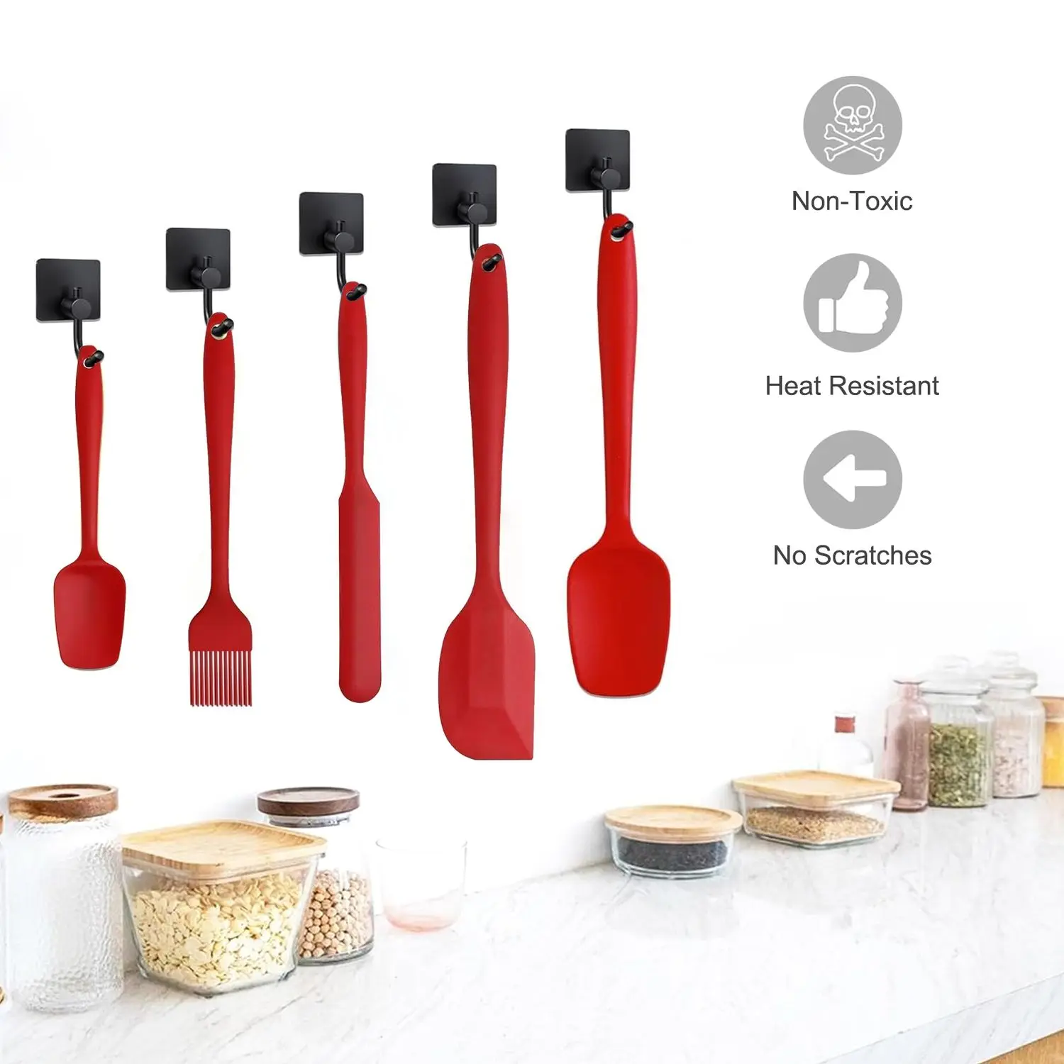 Silicone Spatula Silicone Spoon Set & Kitchen Utensils,Strainer, Spatulas Heat Resistant, Spatula For Cooking,