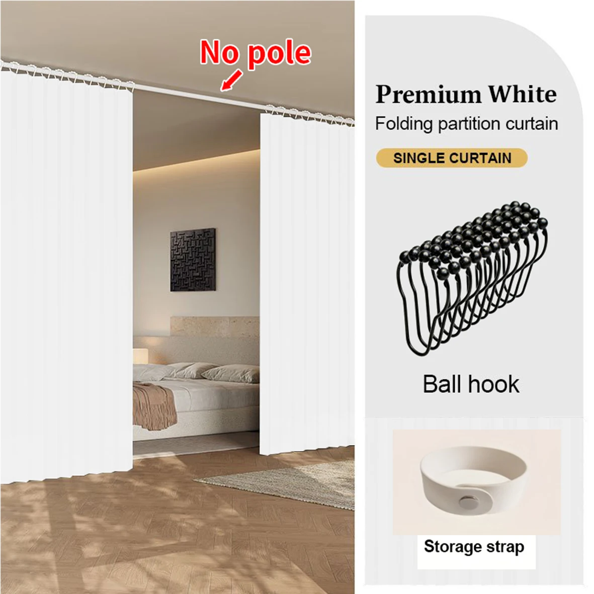 Elegant Folding Privacy Curtain for Decorative Space Separation
