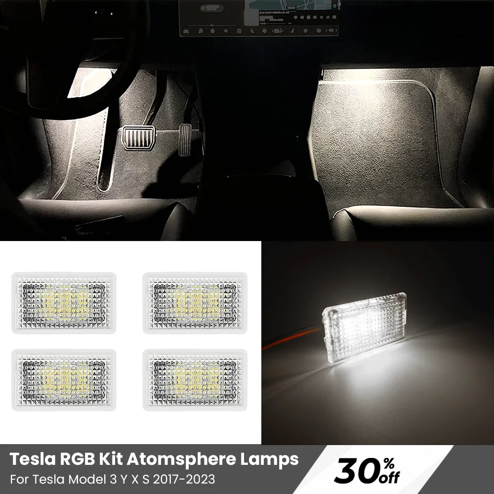 

2023 Tesla Model Y 3 X S RGB LED Lights Bundles Kit Atmosphere Lamp Projector Trunk Lamp With Remote Control Car Accessories