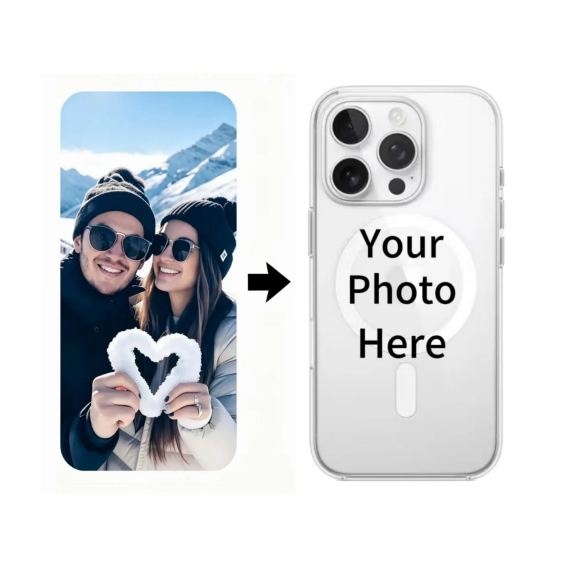 Personalized Clear Magnetic Phone Case with Custom Wedding Photo Display