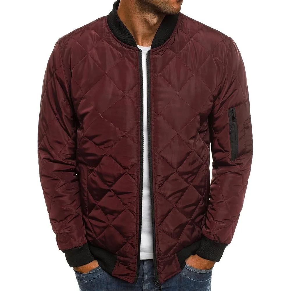 2022 new Men's Fashion Classic Zipper Men's Jacket Versatile Men's Winter Jacket Coat Men's Loose Rhombus Cotton Padded Clothes 6