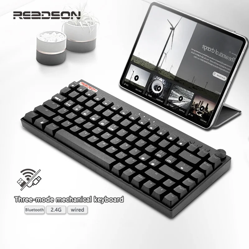 

Readson Plus Version 84 key Bluetooth Wireless Tri-Mode 2.4G Gaming Mechanical Keyboard 1800mAh Battery With MX Outemu Switches