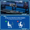 67" L Shaped Gaming Desk,Computer Desk with Power Outlet-Black 5