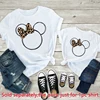 New Leopard Minnie Mouse Print Kawai Mother Kids Family Matching Outfits Disney Tops White Short Sleeve Mom and Daughter Clothes 5