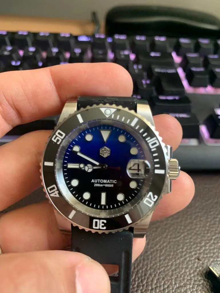 San Martin Diver Water Ghost Luxury Sapphire Crystal Men Automatic Mechanical Watches Ceramic Bezel 20Bar Luminous Date Window