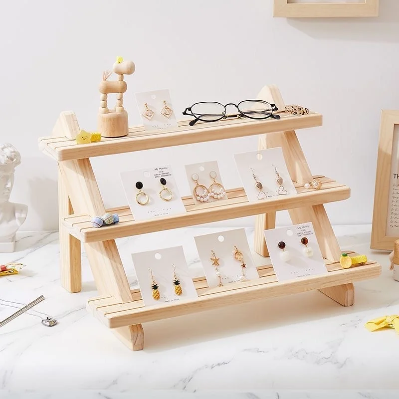 Multi-Tier Wooden Display Riser and Stand Set