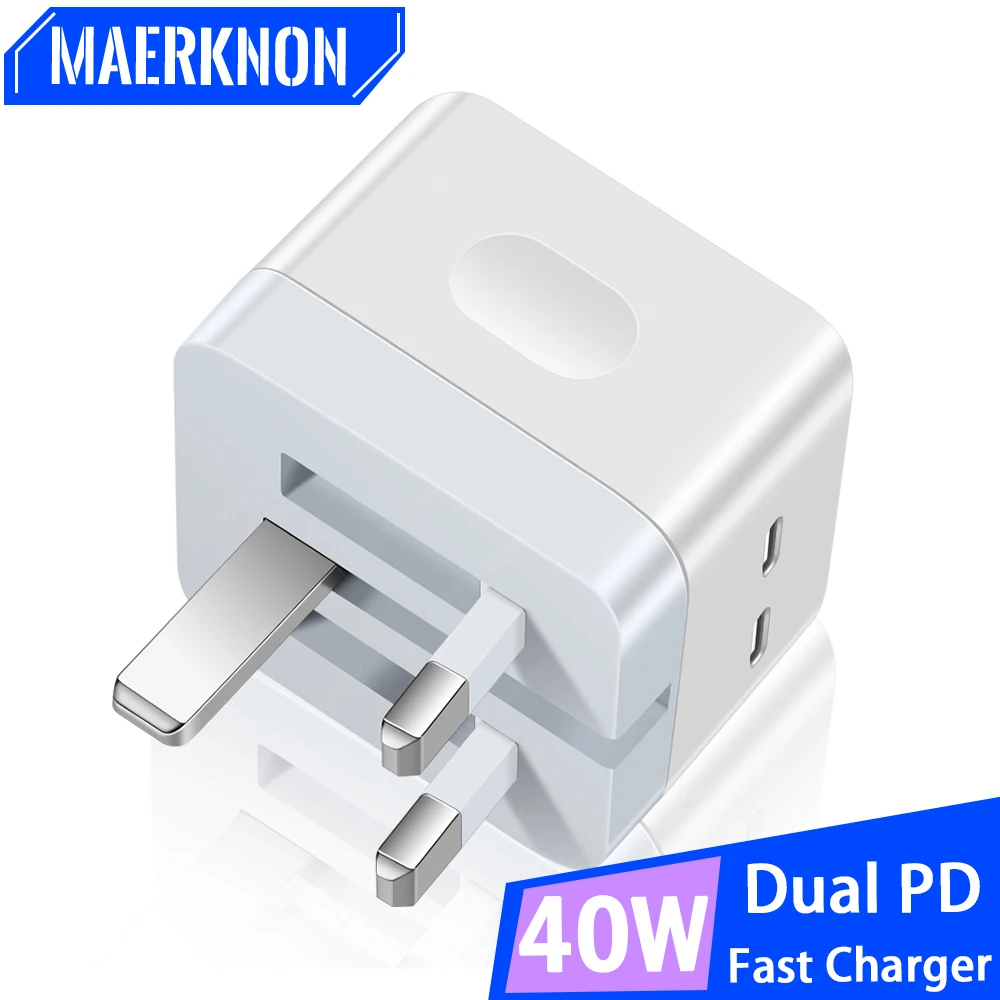 

USB C Charger 40W Fast Charging Dual PD Type C Phone Charger Adapter For iPhone 15 14 13 12 Pro Max Quick Charge 3.0 PD Charger