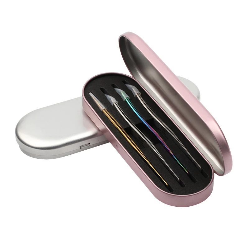 

Song Lashes Tweezers Storage Box to Protet the Tightness of Tweezers Tinplate SPTE Material Siver /Pink Colors Choice