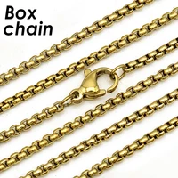 10 Pièces Chaîne de Boîte Ronde Collier Couleur Or 2mm 3mm Chaîne de Boîte en Acier Inoxydable pour Hommes ou Femmes 2