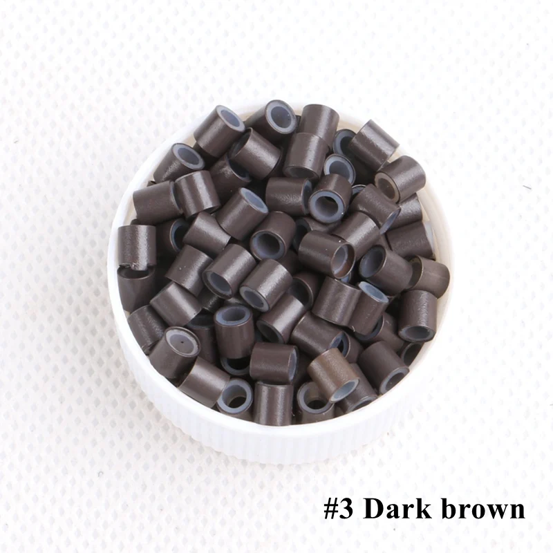 하모니 플러스 헤어 1000개 4.0x2.6x4.0mm 블랙 실리콘 구리 튜브 마이크로 실리콘 라이닝 구리 링 튜브 비즈 링