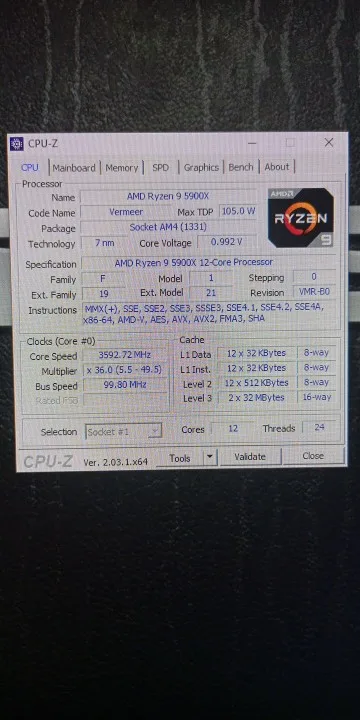 AMD Ryzen 9 5900X R9 5900X 3.7 GHz Twelve-Core 24-Thread CPU Processor 7NM L3=64M 100-000000061 Socket AM4 no fan photo review