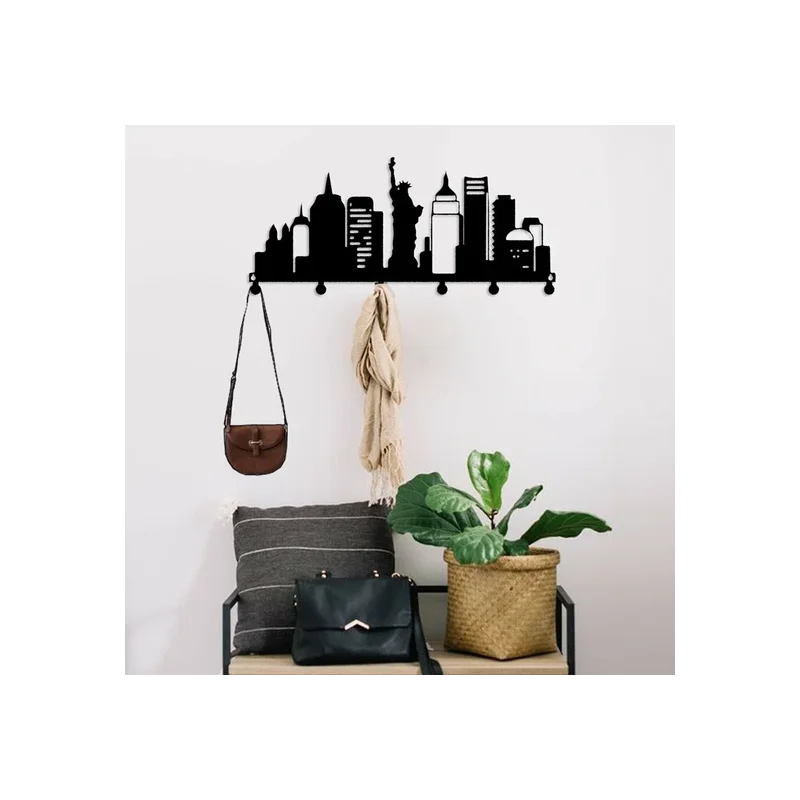 

Металлическая настенная вешалка 3Art с силуэтом Нью-Йорка-металлическая вешалка для пальто