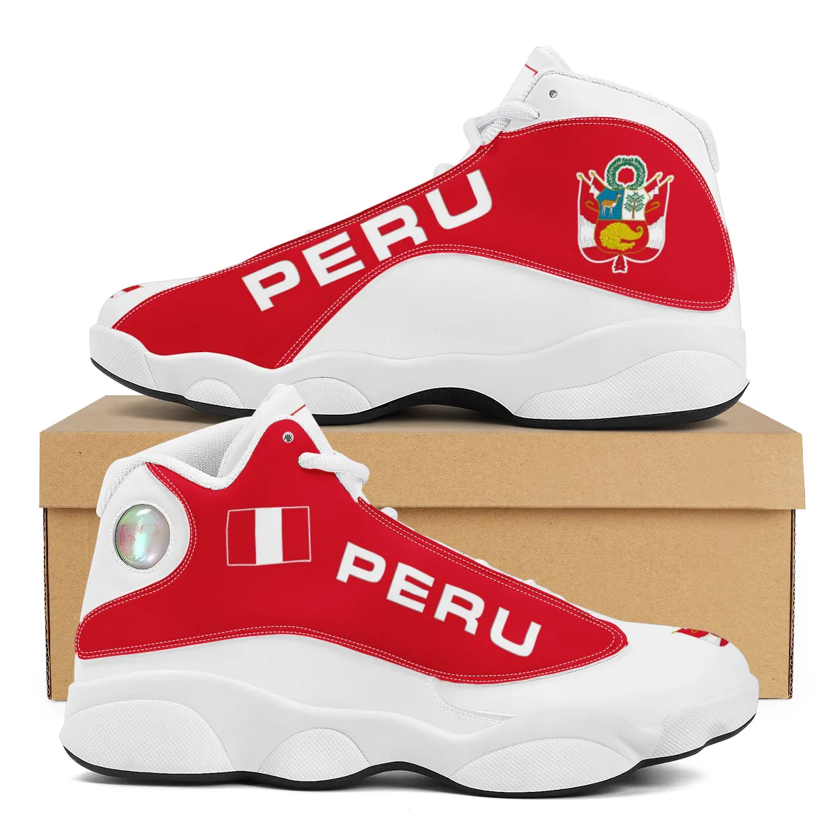 

Peru Flag Basketball Sneakers Pattern On Demand Custom Patriotic POD Tennis Shoe for Men Teens Personalized Gifts Dropshipping