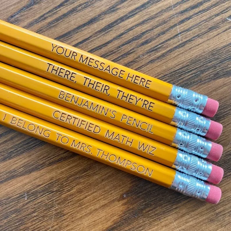 BACK TO SCHOOL Personalized #2 Pencils - Engraved Custom Message Pencils with Rubber Erasers Ideal Gift For Student 12pcs/box