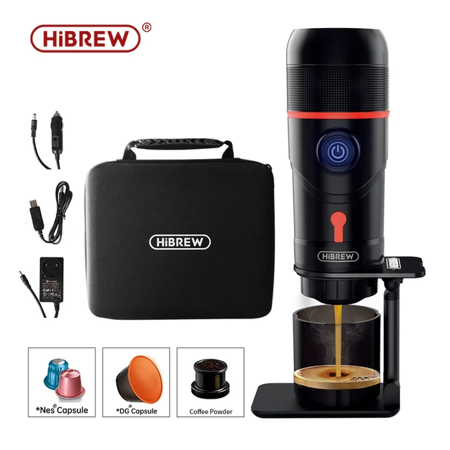 HiBREW Máquina de Café Portátil para Coche y Hogar, Cafetera de Expreso,  Compatible con Cápsulas Dolce