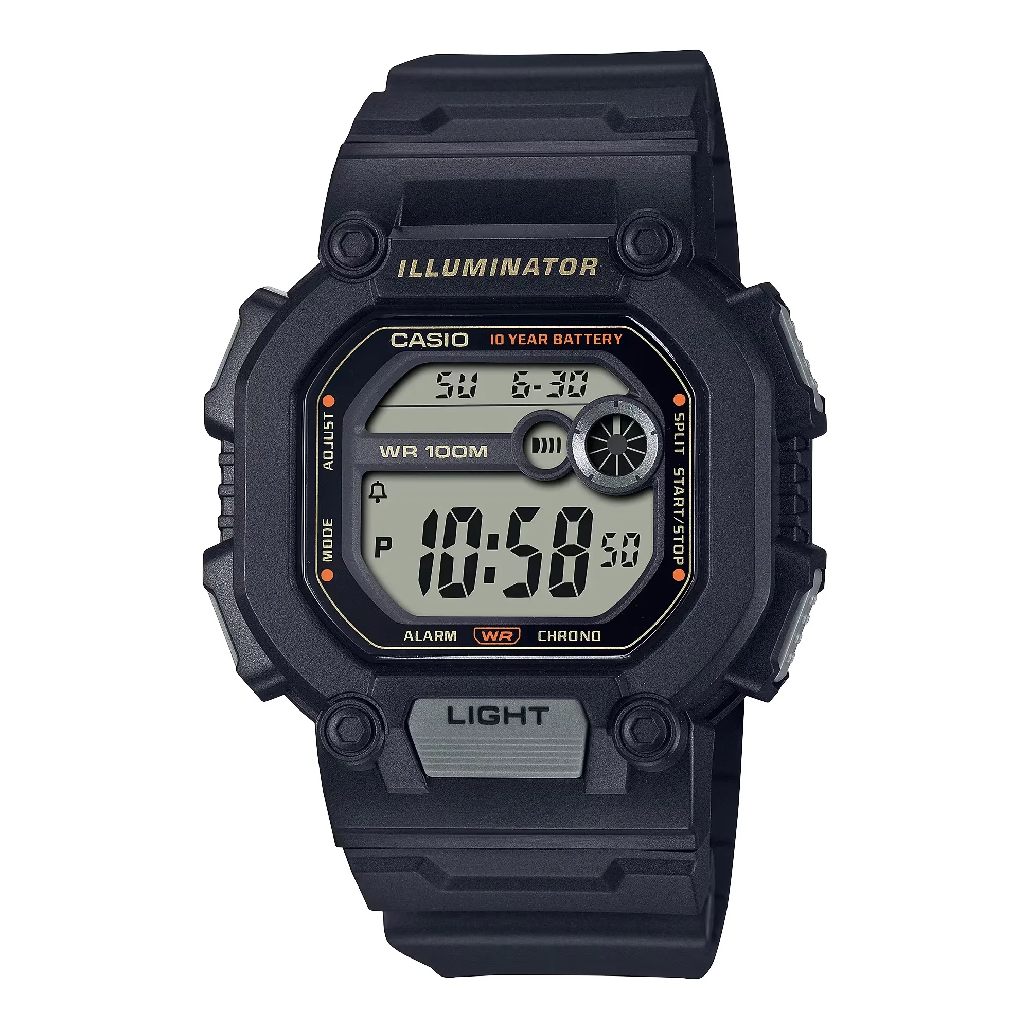 Orologio Sportivo Digitale Man Casio W-737Hx-1Av 100M Wr Alarm Led Light 10 Anni Di Batteria