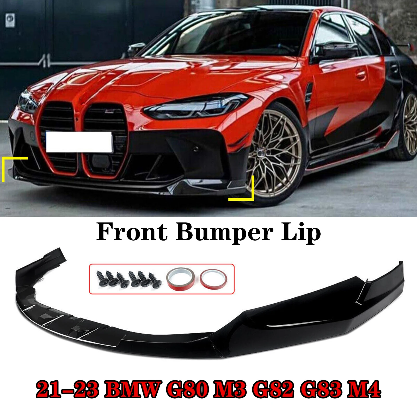 

Car Front Splitter Bumper Lip Spoiler Lower Body Kit Auto Accessories For 21-23 BMW G80 M3 G82 G83 M4 Glossy Black Carbon Fiber