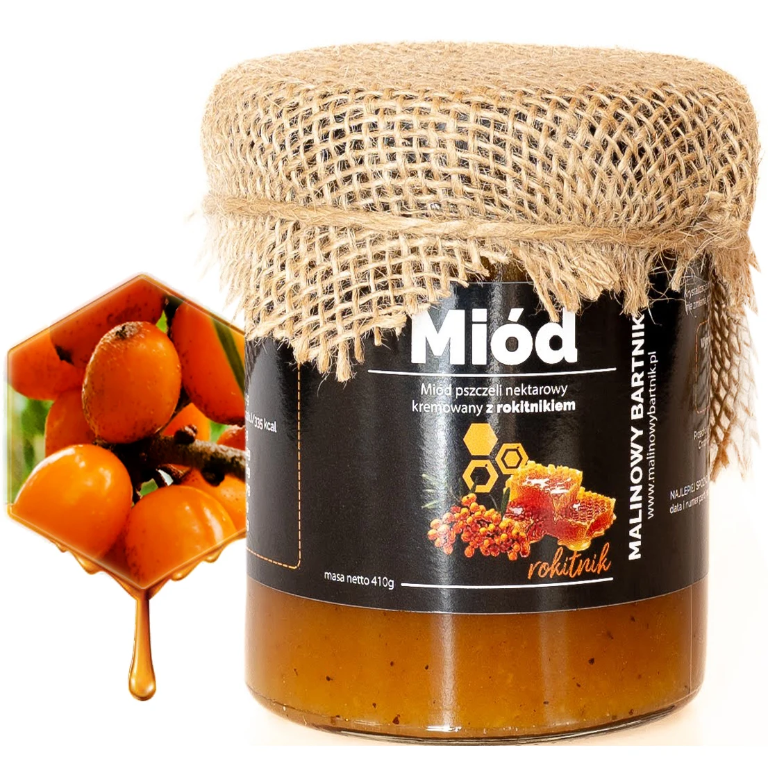 MIÓD z ROKITNIKIEM 410g Nektarowy Kremowany Polskie Pasieki