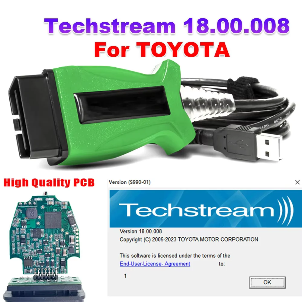 DLC3 Techstream V18.00.008 per Toyota 2 TIS V165 J2534 Passthru OBD2 OBDII Cavo diagnostico per auto scanner fino a 2023 anni - Image 6