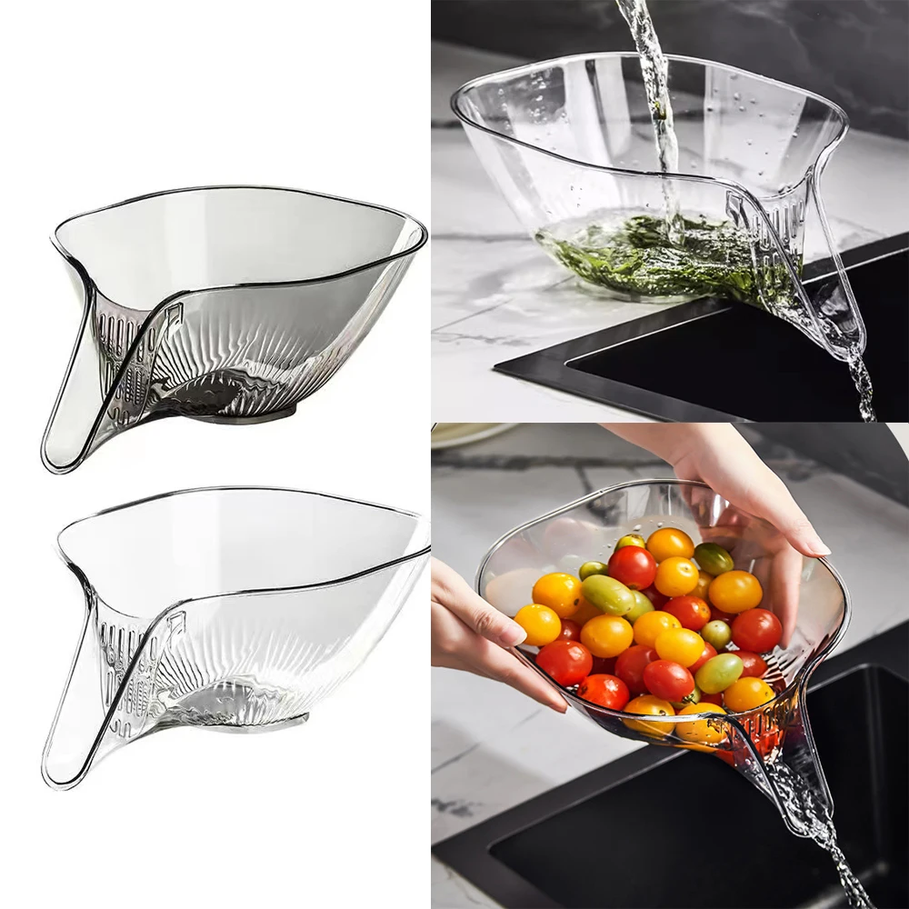 Crystal Clear Multifunctional Drain Basket Two-in-one Wet Separation Comes With Blanching Water Dish Basin paniers