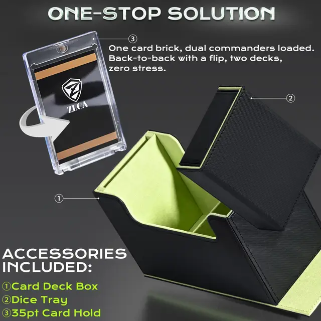 Card Deck Box with Display Window, Fits 200 Double-Sleeved Cards with Dice Tray