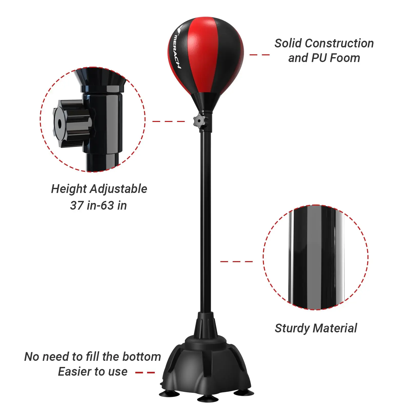 MERACH Punching Bag with Stand Punching Bag for Adults & Teens Adjustable Height Boxing for Stress Relief & Fitness Home Gym