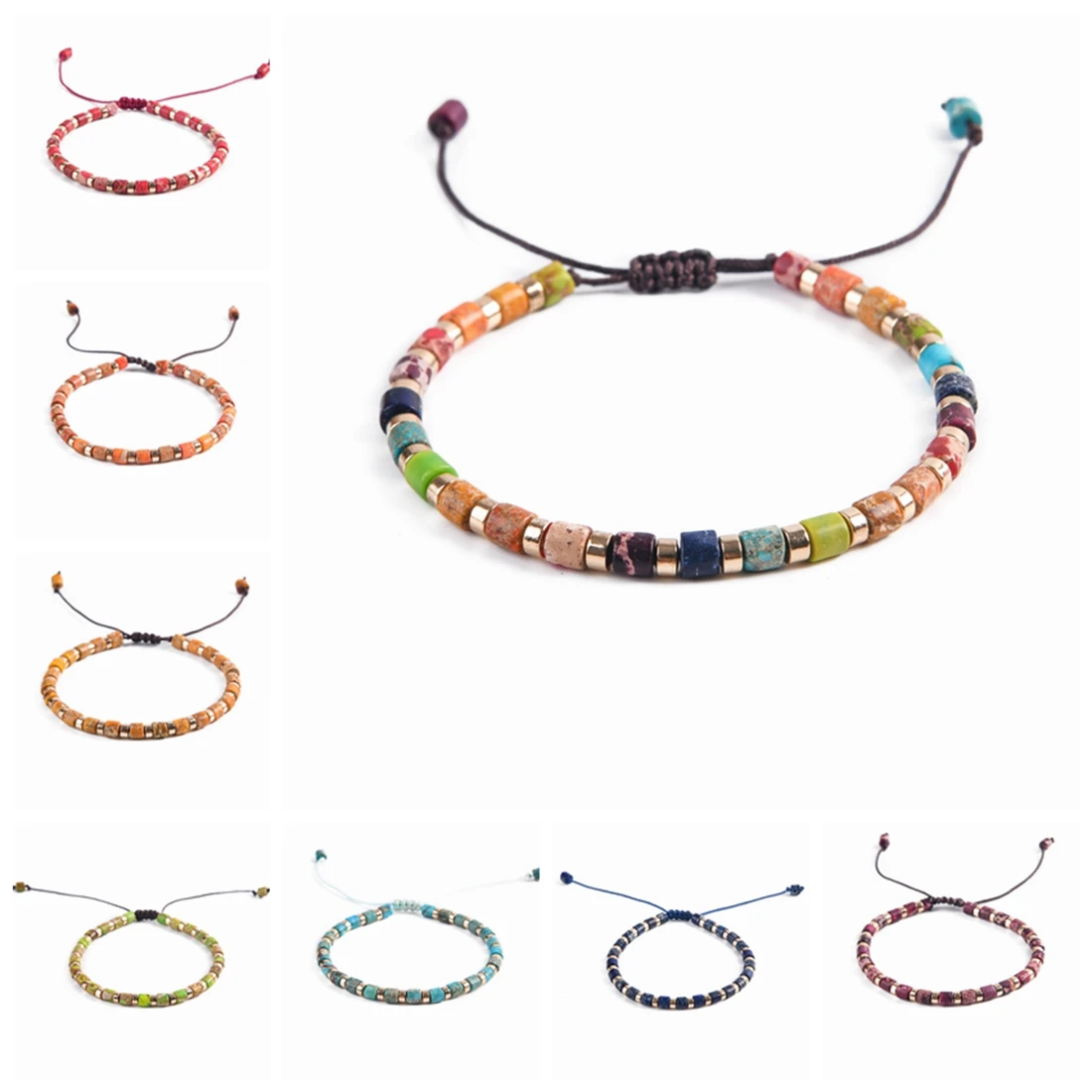 

Chakra Natural Stone Beaded Wrap Bracelets Femme Jasper String Braided Yoga Friendship Bracelet Bangle Bohemian Jewellery