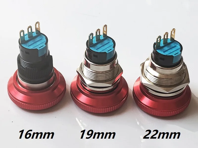 16mm/19mm/22/mm Emergency Metal Button Switch Indication STOP Machine Panel Dashboard Press Latching Button 1NO1NC/2NO2NC