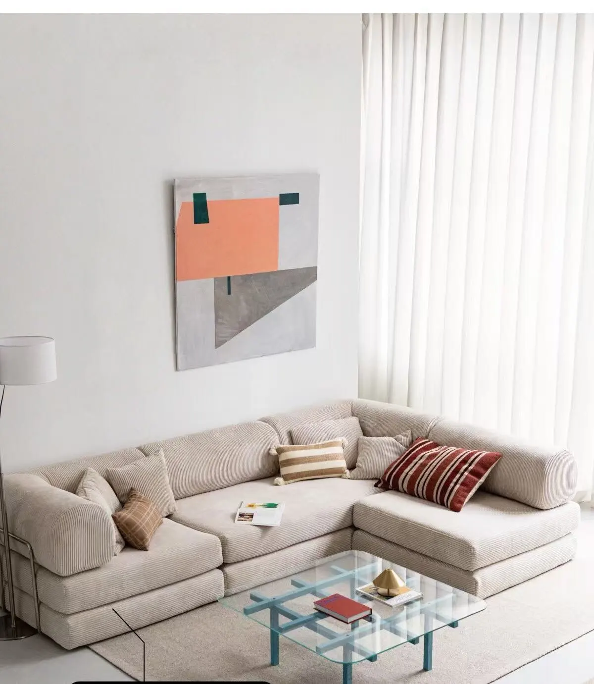 Modern Design Vacuum Compressed Packing High Density Foam Corner Sofa Bed Compression Sofa for Living Room photo review